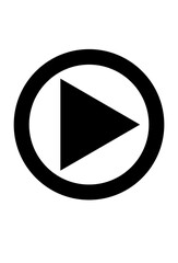 Play button icon representing media playback.
Universal symbol for starting video or audio.
Black circle with a triangular play sign.
