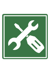 Lools icon. wrench, screwdriver, service, repairs.
Maintenance symbol: technical support, fixing, workshop.

