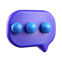 Purple chat bubble icon message notification speech communication dialog interface design element 3d render