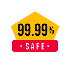 99.99% safe label png clean product icon png verified protection tag png