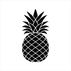 Obraz premium Pineapple Fruit Silhouette Vector Illustration - Tropical Exotic Fruit Icon in Black and White