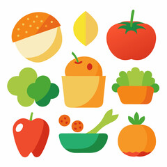 Vegetable food dish vector collection in white background