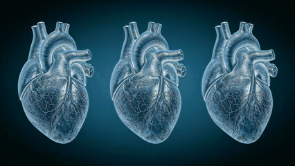 Anatomical heart models silver blue medical health illustration