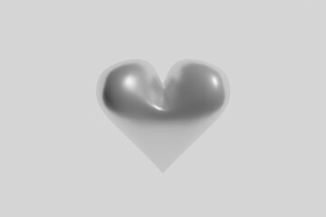 silver heart on white background