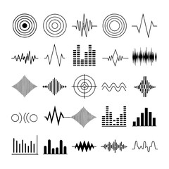 Sound Waves and Sonic Icons: A visually striking composition of diverse sound wave forms and sonic icons, offering a minimalist yet compelling exploration of audio. 