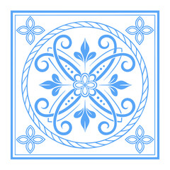 Blue Tile Art: Exquisite pattern and symmetry, the artwork captures the essence of timeless artistry and geometric beauty. The gentle blue evokes calm.