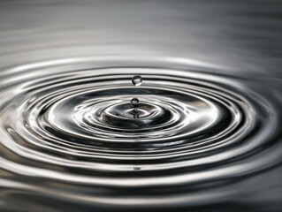Water droplet creating ripples nature photography calm environment close-up view fluid dynamics concept