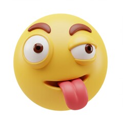 Fototapeta premium 3d mischievous emoji face isolated on white background