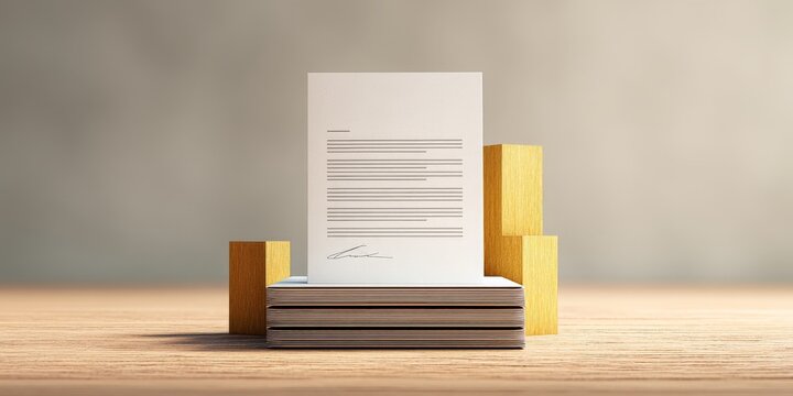 Infrastructure Development Through Strategic Construction Contracts, Document with redacted information placed on a stack of papers beside wooden blocks.