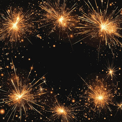 Fototapeta premium Celebration background, bengal fire banner, sparkler border, vector style simple color