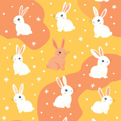 Easter pattern, Easter background, bunny seamless pattern, vector style simple color