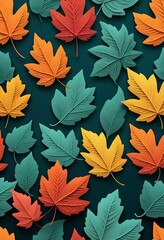 Dynamic autumnal foliage composition with a modern, abstract aesthetic