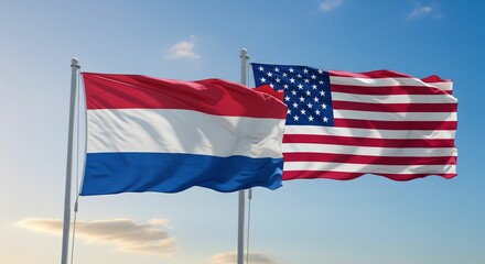 Fototapeta premium flag of United States and Netherlands