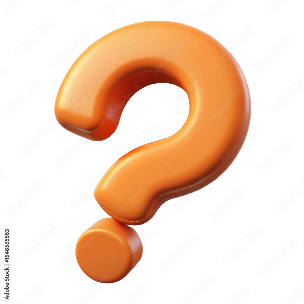 Poster orange question mark symbol graphic render for faq help support and problem solving query design ele