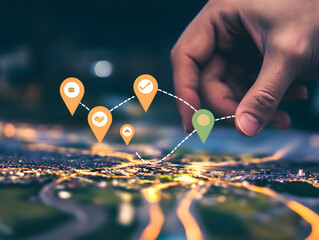 Hand Planning Strategy with City Map Concept