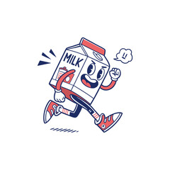 Energetic Milk Carton: A cartoon milk carton with a lively expression, its cartoonish charm making it a fun and memorable image for the food and beverage industry. 