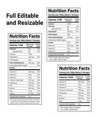 Obraz premium Editable and Resizable Nutrition Facts Label Templates Dietary Information Design