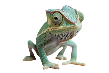 Green chameleon isolated on a transparent background