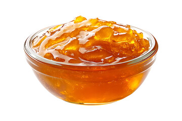 glass bowl of apricot jam isolated on a transparent background