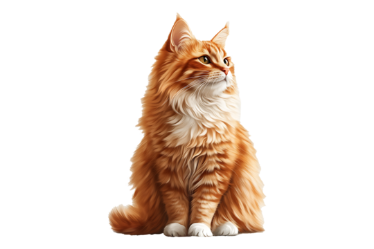 Ginger cat isolated on a transparent background