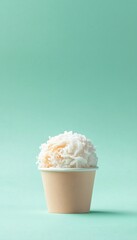 Coconut macaroon sprinkles on cake for snack food, vertical background