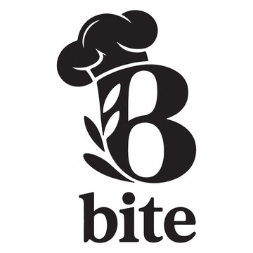Chef hat b letter bite logo silhouette