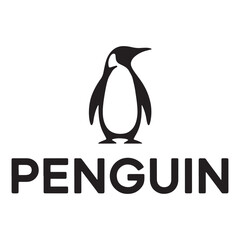 Simple penguin silhouette logo design