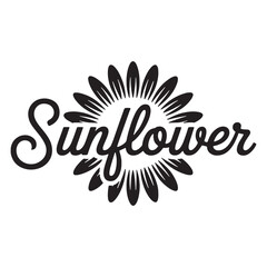 Sunflower silhouette with elegant typography