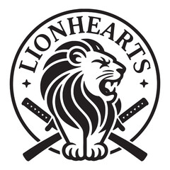 Lionhearts logo with crossed swords silhouette