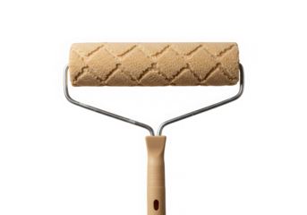 Textured paint roller tool for wall decoration isolated on transparent background