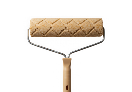 Textured paint roller tool for wall decoration isolated on transparent background