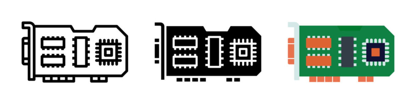 pci card icon set. for mobile concept and web design on white background