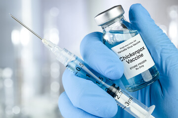 Small drug vial with Chickenpox vaccine