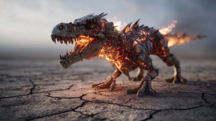 Fototapeta premium Fiery dinosaur