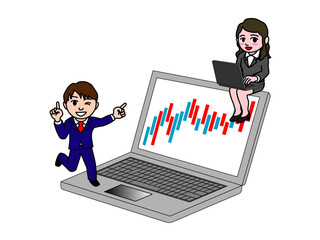 壱A：ノートPCでNISA投資の複利運用をする会社員男女_CS3 2025_0610_046