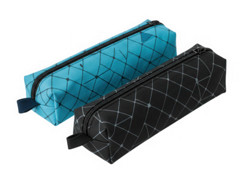 Two pencil cases stationery isolated on transparent background