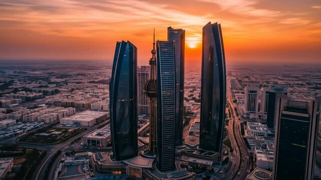 Vertical Aerial Etihad Towers Cityscape
