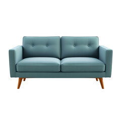 Modern Blue Sofa with Wooden Legs