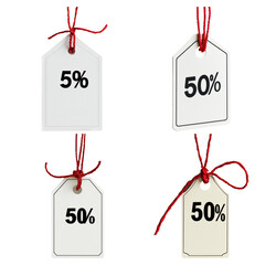 Discount Tags with Percentage Labels on a Simple White Background