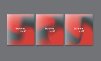 Obraz premium Set of three square abstract backgrounds featuring smooth red and black gradient mesh. Blurred, fluid transitions create a bold, modern look ideal for web design, branding, and creative projects.
