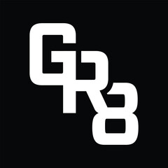 The image shows a flat monogram logo design of an initial letter gr8 in white color that looks clean and modern on a black background