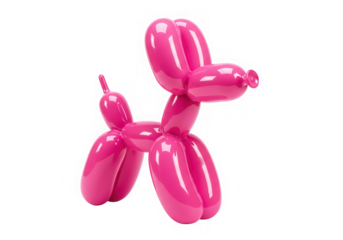 Pink balloon dog animal party decoration isolated on transparent background
