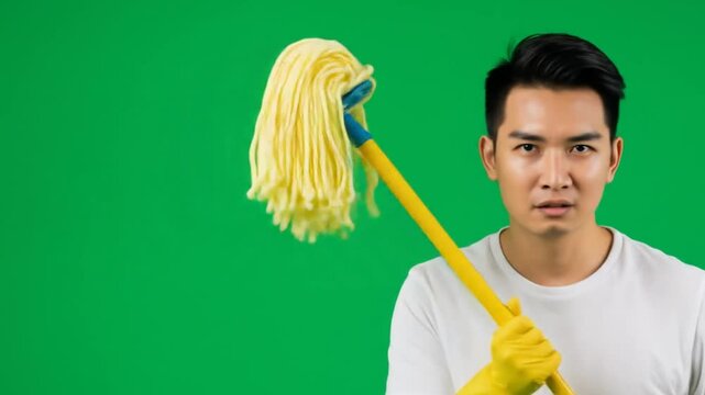 Man cleaning with mop