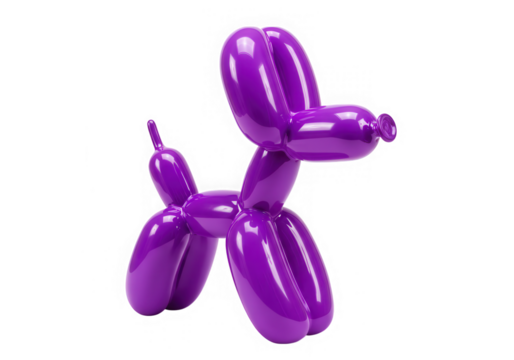 Purple balloon dog animal party decoration isolated on transparent background