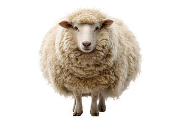 Obraz premium Fluffy white sheep with thick wool isolated on transparent background