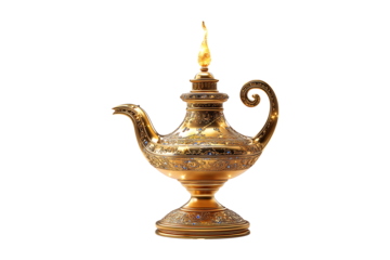 Golden Magic Lamp isolated on a transparent background