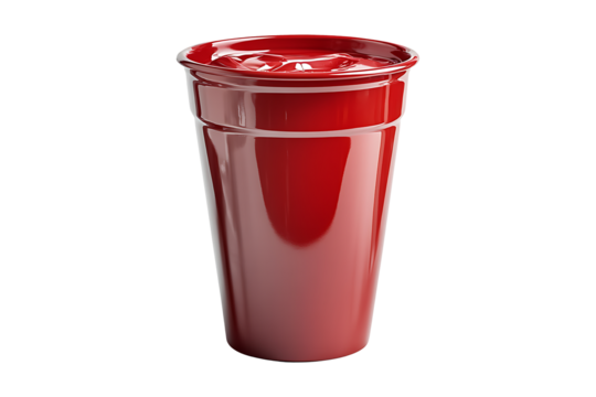 Plastic red cup isolated on a transparent background