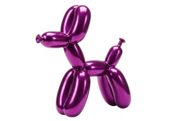 Magenta balloon dog animal party decoration isolated on transparent background