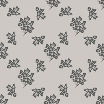 Stone Bloom seamless pattern treetops. Mood shows modern sober wallpaper, fabric tiles and more. Vector pattern.