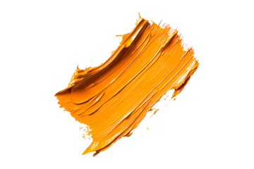 Orange stroke of paint isolated on a transparent background